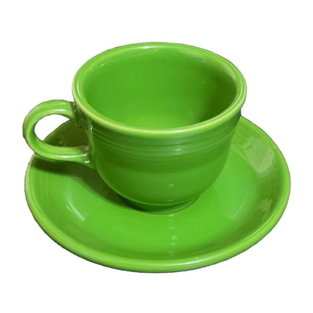 Fiestaware Shamrock Green Teacup Saucer Fiesta HLC‎ USA Cup Plate Mug 2013 BBBC